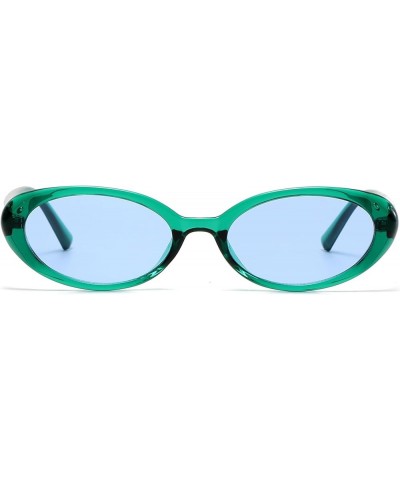 Retro Oval Sunglasses for Women Men Fashion Small Oval Frame Sun Glasses 90s Vintage Style Shades A8 Green/Blue $8.84 Oval