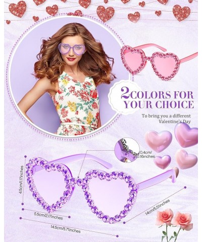 2 Pairs Rhinestone Heart Sunglasses Heart Shape Rimless Sunglasses for Women Transparent Heart Glasses Pink, Purple $8.99 Avi...