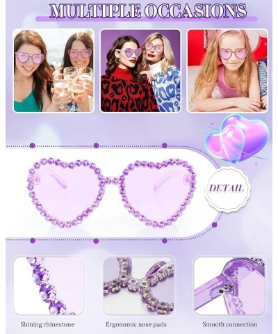 2 Pairs Rhinestone Heart Sunglasses Heart Shape Rimless Sunglasses for Women Transparent Heart Glasses Pink, Purple $8.99 Avi...