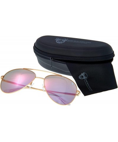 Bison Head Classic Aviators in XXL - Gold Frame/Rose Mirror Lens, Gold, XX-Large $30.66 Aviator