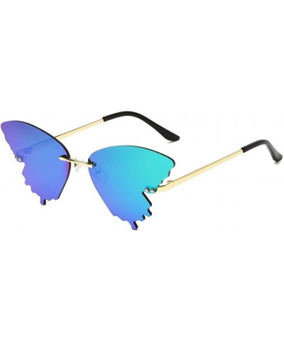 2020 Butterfly Rimless Sunglasses Women Fashion Metal Driving Glasses Green $9.16 Butterfly