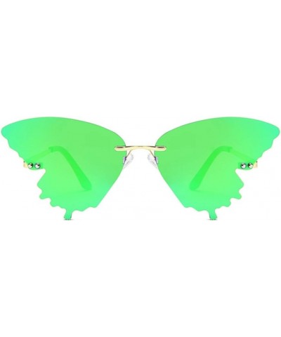 2020 Butterfly Rimless Sunglasses Women Fashion Metal Driving Glasses Green $9.16 Butterfly