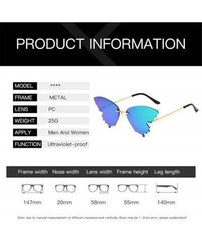 2020 Butterfly Rimless Sunglasses Women Fashion Metal Driving Glasses Green $9.16 Butterfly