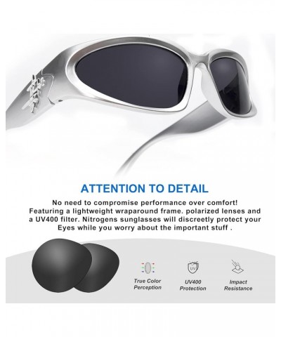 Wrap Around Fashion Sunglasses for Men Women Trendy Swift Oval Dark Futuristic Sunglasses Shades Glasses Eyeglasses Silver Fr...