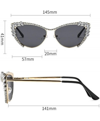 Sparkling Rhinestone Cat Eye Sunglasses Women Men Metal Frame Vintage Crystal Sun Glasses Shades UV400 Brown $9.51 Designer