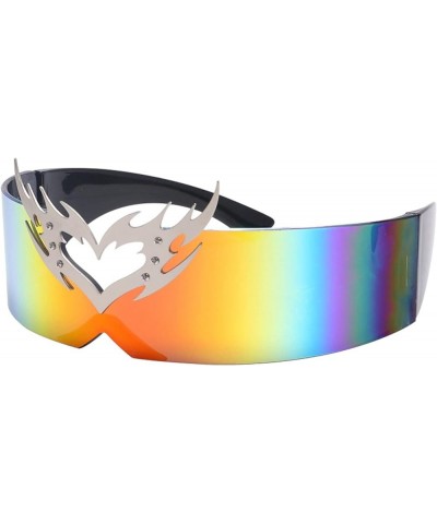 Y2K Shield Sunglasses for Women Men Fashion Wrap Around Heart Sun Glasses Rimless Gradient Lens Womens Eyewear Colorful $10.9...