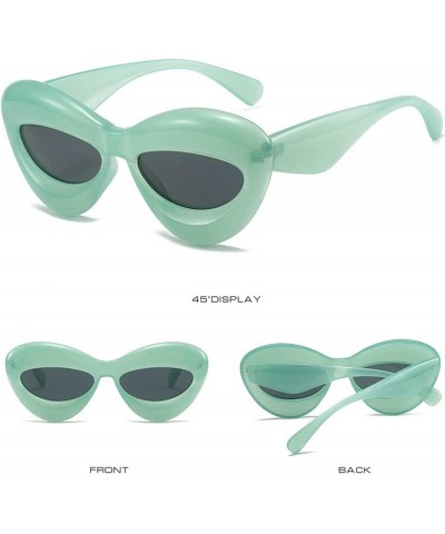 Retro Cat Eye Candy Color Sunglasses Women Fashion Punk Hip Hop Oval Lens Shades UV400 Men Unique Sun Glasses Green $9.10 Cat...