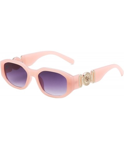 Irregular Sunglasses for Women Men,Vintage Shades Thick Frame Sun Glasses with Metal Rose Design on the Temples Pink $5.00 Ri...