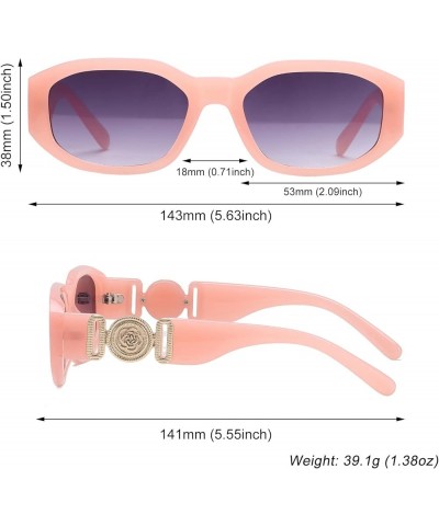 Irregular Sunglasses for Women Men,Vintage Shades Thick Frame Sun Glasses with Metal Rose Design on the Temples Pink $5.00 Ri...