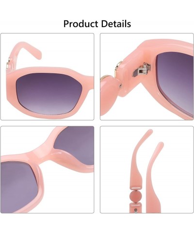 Irregular Sunglasses for Women Men,Vintage Shades Thick Frame Sun Glasses with Metal Rose Design on the Temples Pink $5.00 Ri...