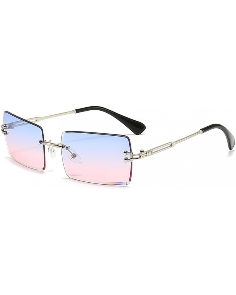 Fashion Rimless Gradient Sun Glasses Retro Sunglasses For Women 2024 New Shades Cutting Lens Ladies Frameless Eyeglasses Blue...