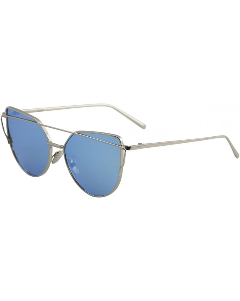 Women's 6627 Silver With Blue Mirror Lens Fashion Cateye Sunglasses $10.77 Cat Eye