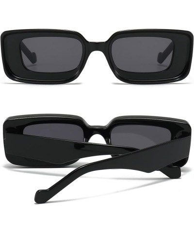 Polarized Rectangle Sunglasses for Men Women Chunky Square Thick Frame Glasses (Black/Grey) Black 3 $10.25 Square