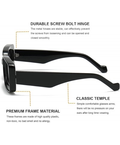 Polarized Rectangle Sunglasses for Men Women Chunky Square Thick Frame Glasses (Black/Grey) Black 3 $10.25 Square