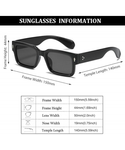 Polarized Rectangle Sunglasses for Men Women Chunky Square Thick Frame Glasses (Black/Grey) Black 3 $10.25 Square