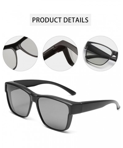 Wrap Around Polarized Sunglasses - Women Men Oversized Lightweight Wear Over Prescription Glasses Blue Grey $6.20 Square